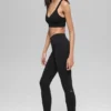 High-Waist Leggings sans coutures et côtes bicolores – Noir