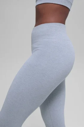 High-Waist Leggings sans coutures à rayures bicolores – Winter Frost Heather