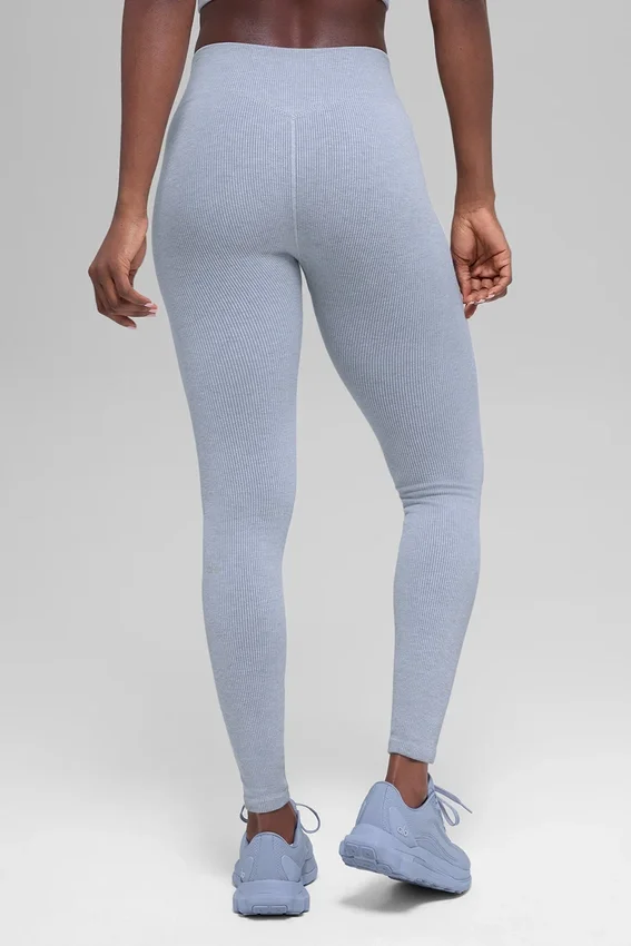 High-Waist Leggings sans coutures à rayures bicolores - Winter Frost Heather