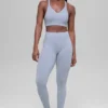 High-Waist Leggings sans coutures à rayures bicolores - Winter Frost Heather