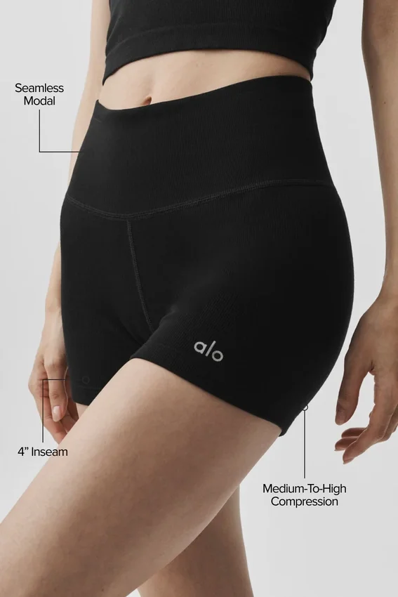 High-Waist Modal Ribbed Short - Black