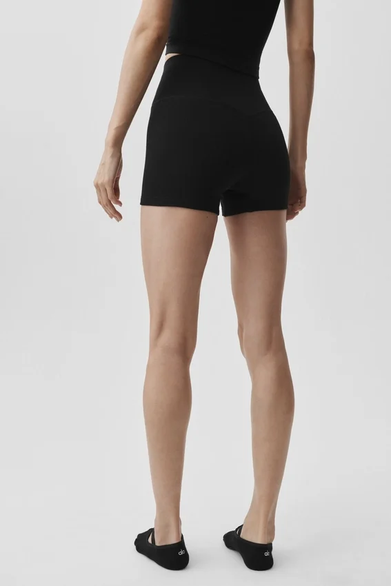 High-Waist Modal Ribbed Short - Black
