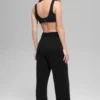 High-Waist New Class Wide Leg Pant en laine et cachemire – Noir