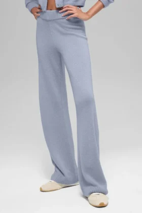 High-Waist New Class Wide Leg Pant en laine et cachemire – Winter Frost