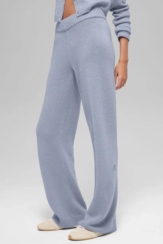 High-Waist New Class Wide Leg Pant en laine et cachemire – Winter Frost