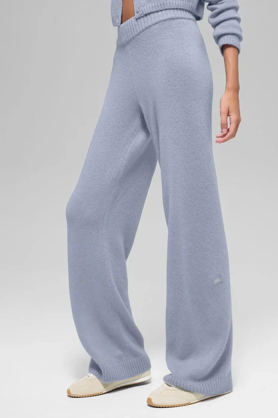 High-Waist New Class Wide Leg Pant en laine et cachemire – Winter Frost
