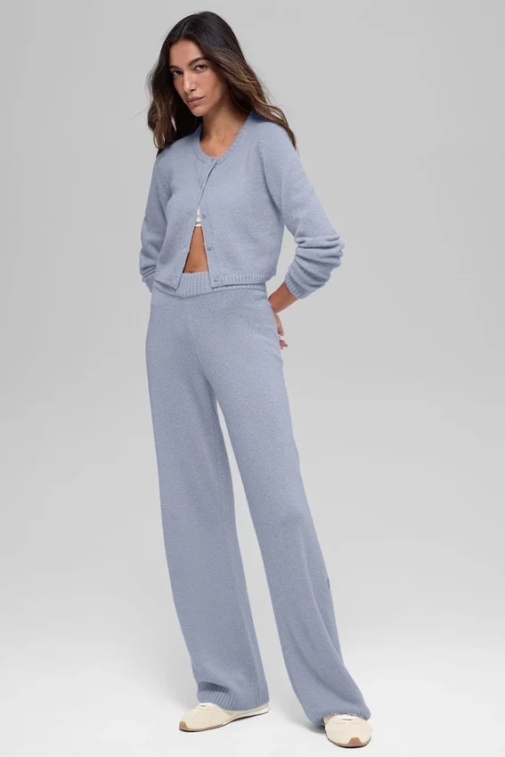 High-Waist New Class Wide Leg Pant en laine et cachemire – Winter Frost