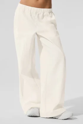 High-Waist Origin Wide Leg Track Pant - Ivoire