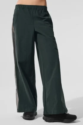 High-Waist Origin Wide Leg Track Pant - Vert anthracite