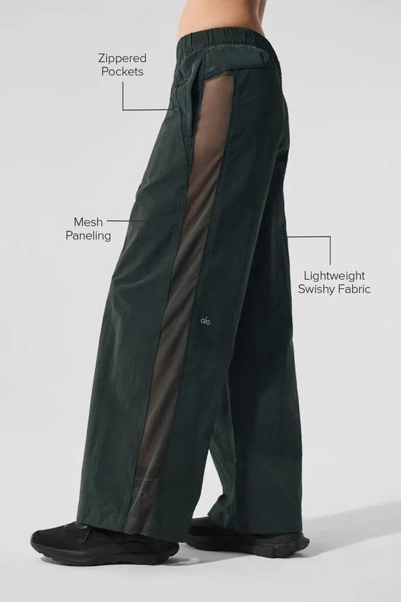 High-Waist Origin Wide Leg Track Pant - Vert anthracite