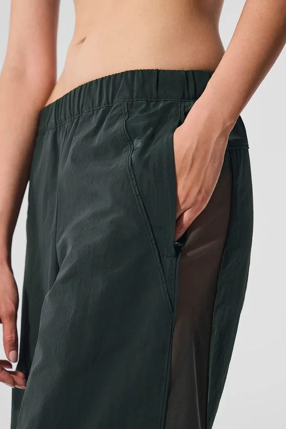 High-Waist Origin Wide Leg Track Pant - Vert anthracite