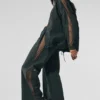 High-Waist Origin Wide Leg Track Pant - Vert anthracite