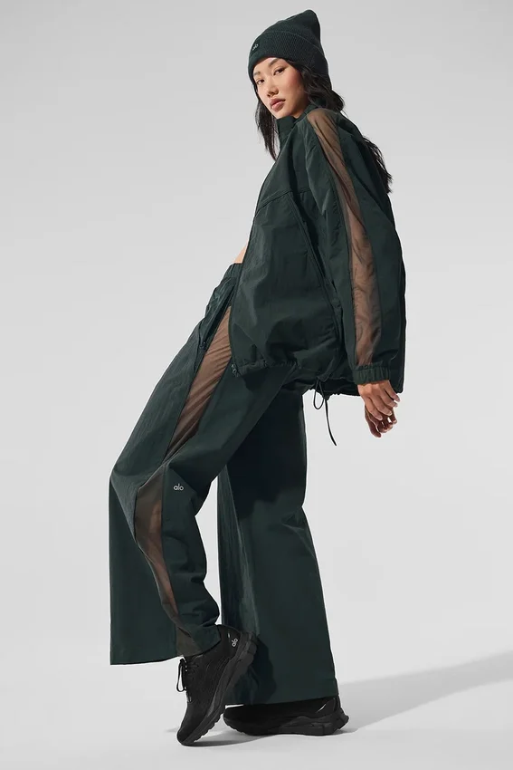 High-Waist Origin Wide Leg Track Pant - Vert anthracite