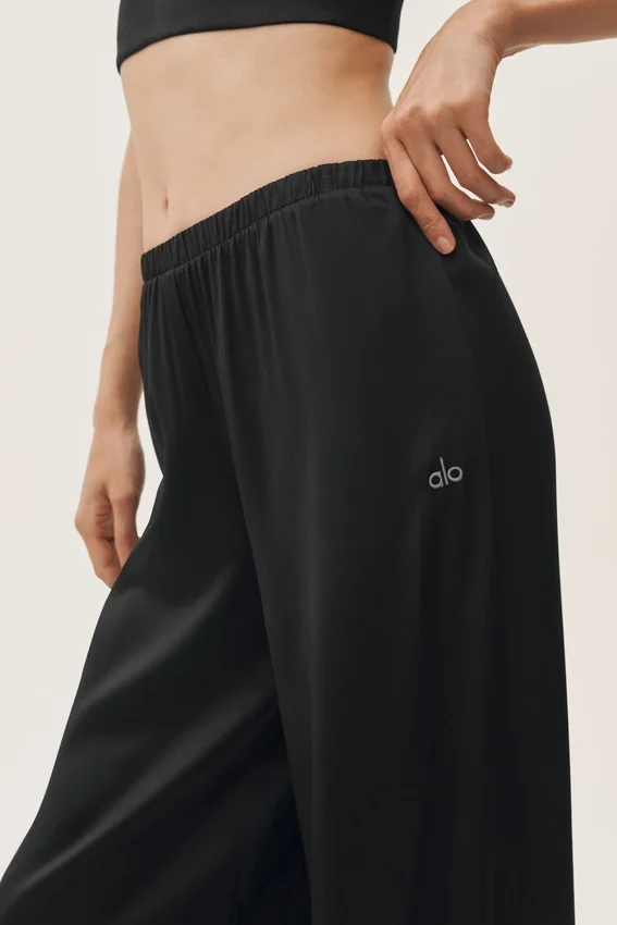 High-Waist Radiance pant en mélange de soie – Noir