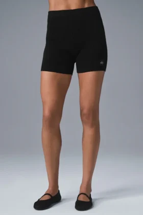 High-Waist Scholar Knit Short - Noir