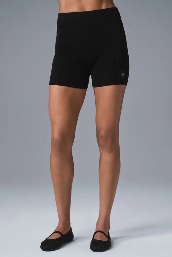 High-Waist Scholar Knit Short - Noir