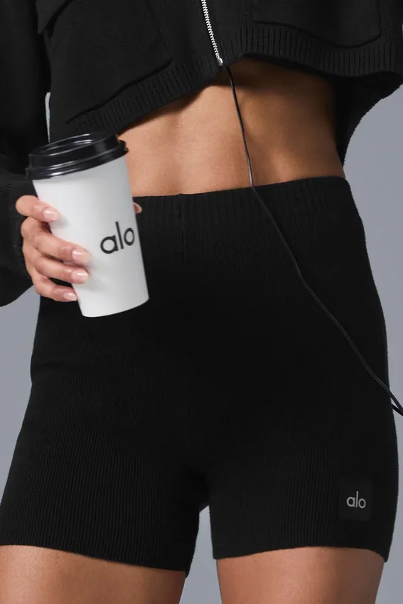 High-Waist Scholar Knit Short - Noir
