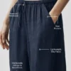 High-Waist semi-transparent droit pantalon « Golden Hour » - Bleu marine