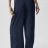 High-Waist semi-transparent droit pantalon « Golden Hour » - Bleu marine