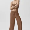 High-Waist semi-transparent straight leg pant – Brown « Sun Kissed »