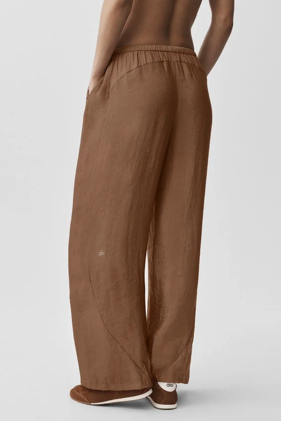High-Waist semi-transparent straight leg pant – Brown « Sun Kissed »