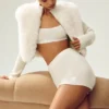 High-Waist Short « Embrace » en cachemire – Ivoire