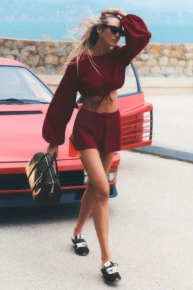 High-Waist Short en coton « Real Deal » - Rouge « Summer Romance »