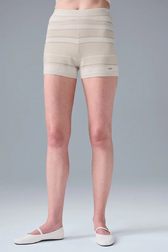 High-Waist Short en maille Sport Play - Ivoire/Albâtre