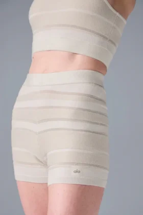 High-Waist Short en maille Sport Play – Ivoire/Albâtre