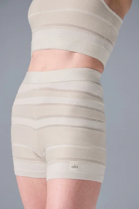 High-Waist Short en maille Sport Play - Ivoire/Albâtre