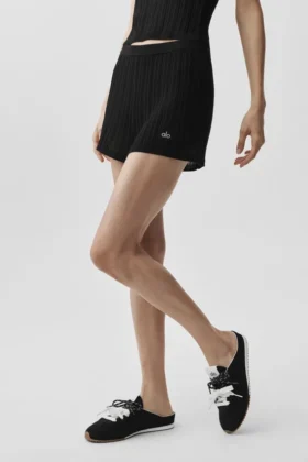 High-Waist Sunlit Short en maille - Noir
