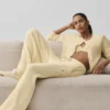 High-Waist Wide Leg Pant « Snuggle up Sweater » – Jaune bougie