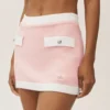 Jupe capri « Dream » en coton et cachemire High-Waist – Rose ensoleillé/Blanc