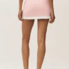 Jupe capri « Dream » en coton et cachemire High-Waist – Rose ensoleillé/Blanc