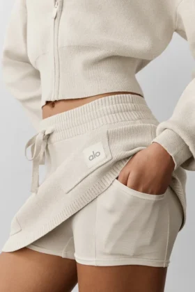 Jupe cargo en maille Scholar – Avoine chiné