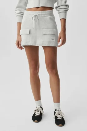 Jupe cargo en maille Scholar – Blanc chiné
