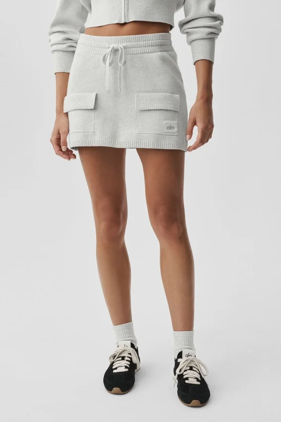 Jupe cargo en maille Scholar - Blanc chiné