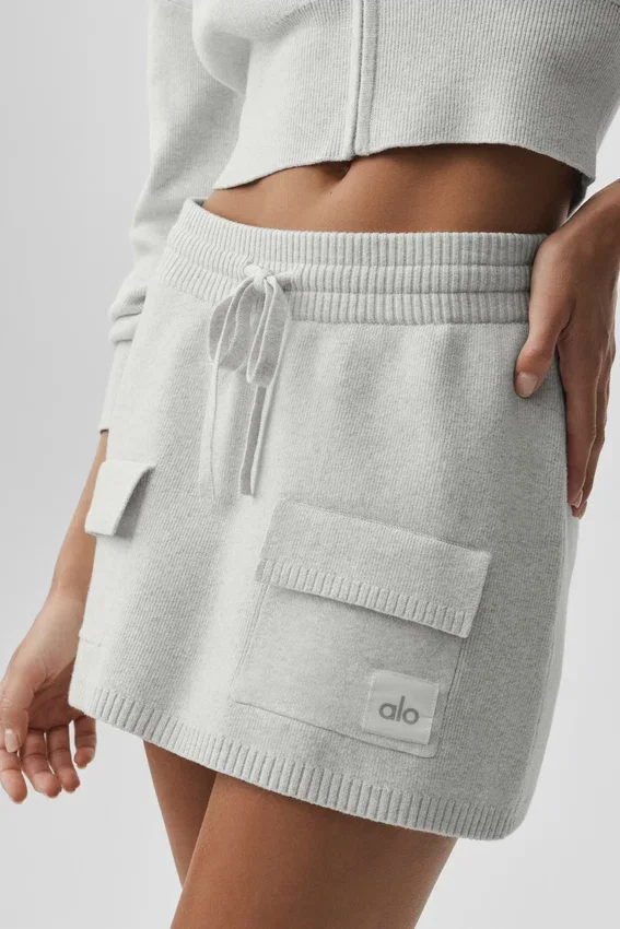 Jupe cargo en maille Scholar - Blanc chiné