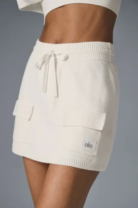 Jupe cargo en maille Scholar – Ivoire