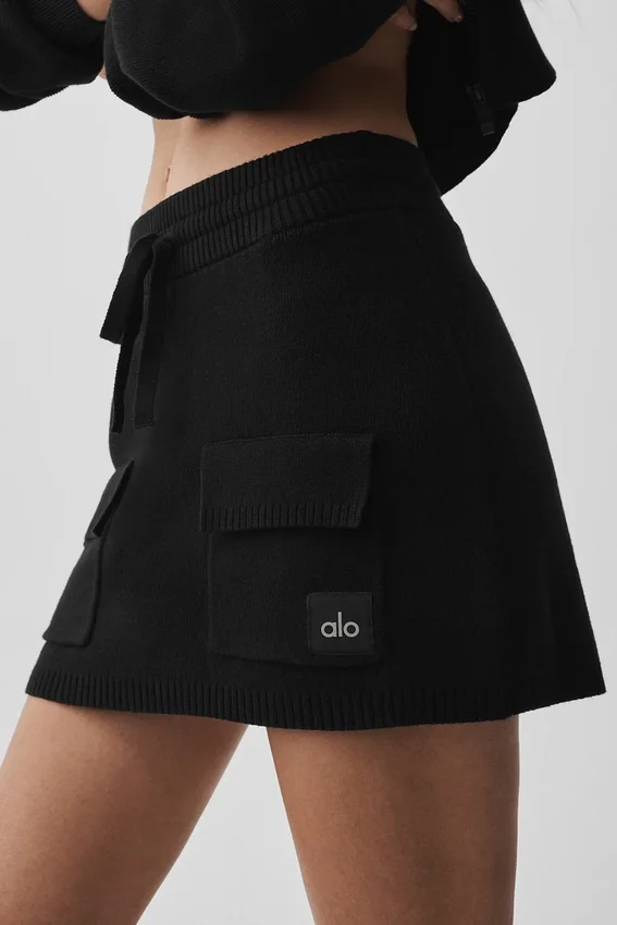 Jupe cargo en maille Scholar - Noire