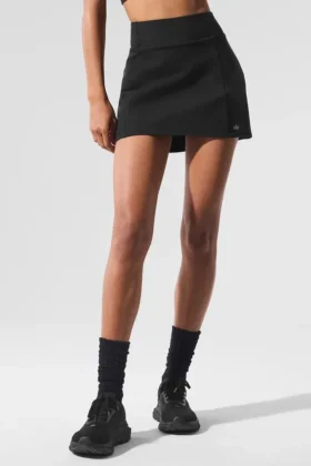 Jupe de tennis « Good Form » à taille haute et effet Airbrush - Noir