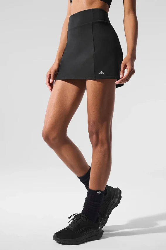Jupe de tennis « Good Form » à taille haute et effet Airbrush - Noir