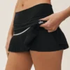 Jupe de tennis « My Serve » High-Waist en coton et cachemire - Noir/Blanc