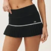 Jupe de tennis « My Serve » High-Waist en coton et cachemire - Noir/Blanc