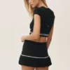 Jupe de tennis « My Serve » High-Waist en coton et cachemire - Noir/Blanc
