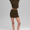 Jupe High-Waist en jersey de denim - Espresso/Noir