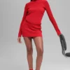 Jupe High-Waist en jersey de denim - Rouge vif