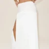 Jupe longue Radiance taille basse en mélange de soie – Blanche