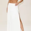 Jupe longue Radiance taille basse en mélange de soie – Blanche