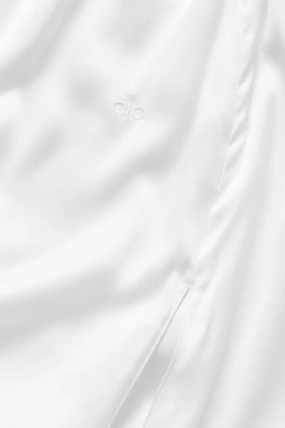 Jupe longue Radiance taille basse en mélange de soie – Blanche